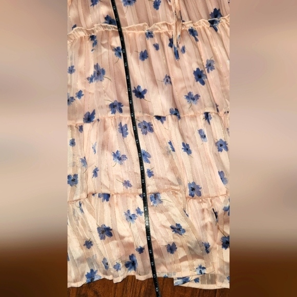 Altar'd State Small Light Pink Blue Floral Mini Dress with Gold Detail - Picture 11 of 12